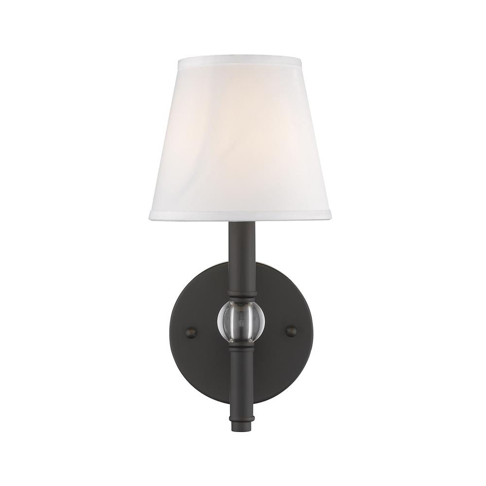 Golden Lighting 3500-1W RBZ-CWH Waverly 1-Light Wall Sconce in Rubbed Bronze